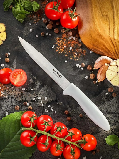 Нож кухонный Daniks, Эконом, универсальный, нержавеющая сталь, 13 см, рукоятка пластик, YWA054-UT/YW-A054-TY