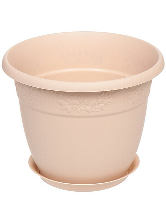 Горшок для цветов пластик, 2.3 л, 19х15 см, латте, Idea, Рябина, М 3054