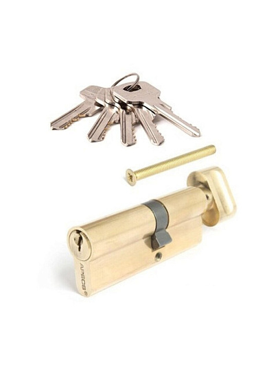 Личинка замка двери Apecs, SC-80(35C/45)-C-G (SC-80(35/45)-Z-C-G), 9059, 80 мм, с заверткой, золото
