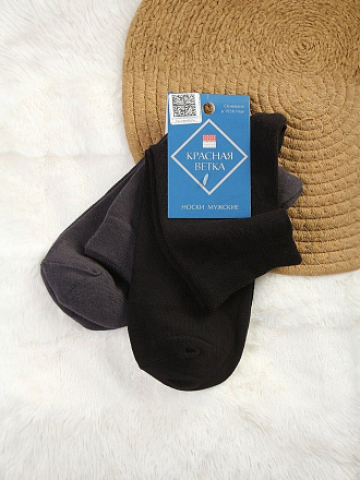 Набор носков для мужчин, хлопок, Красная ветка, черный, серый, р. 29, 2 пары, С2058