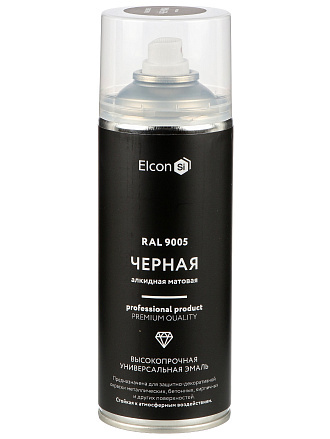 Эмаль аэрозольная, Elcon, универсальная, алкидная, матовая, черная, RAL 9005, 520 мл