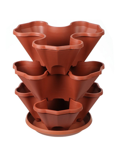 Кашпо пластик, 3 шт, терракот, Darel, Каскад, 50503