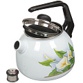 Чайник эмалированный СтальЭмаль 4с209я Каллы со свистком, 3 л - фото 2