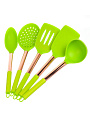 Набор кухонных принадлежностей 5 предметов, силикон, на подставке, зеленый, Y4-6437 - фото 6