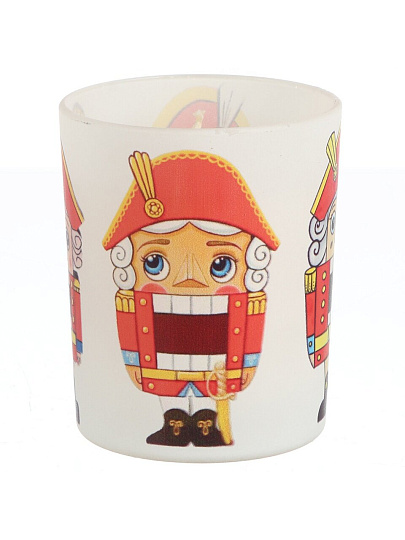 Свеча декоративная, 9.3х7.7 см, Щелкунчик-02, парафин, в стеклянном подсвечнике, 35 1649 1021