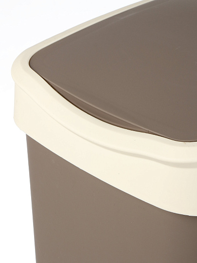 Контейнер для мусора пластик, 35 л, прямоугольный, с крышкой, шоколад, слоновая кость, Violet, Tandem, 843522