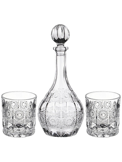 Набор для виски 3 предмета, стекло, штоф + 2 Стакана 950/300 мл, Lefard, Muza Crystal, 195-188