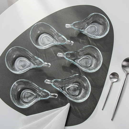 Салатник стекло, фигурный, 6 шт, 15х9х4.5 см, подарочная упаковка, Груша, Kaveh, BL7162GCL