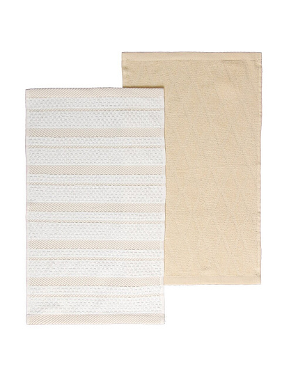 Набор полотенец кухонных 2 шт, 30х50 см, махровый, 100% хлопок, 400 г/м2, Silvano, Piano, бело-бежевый, Узбекистан