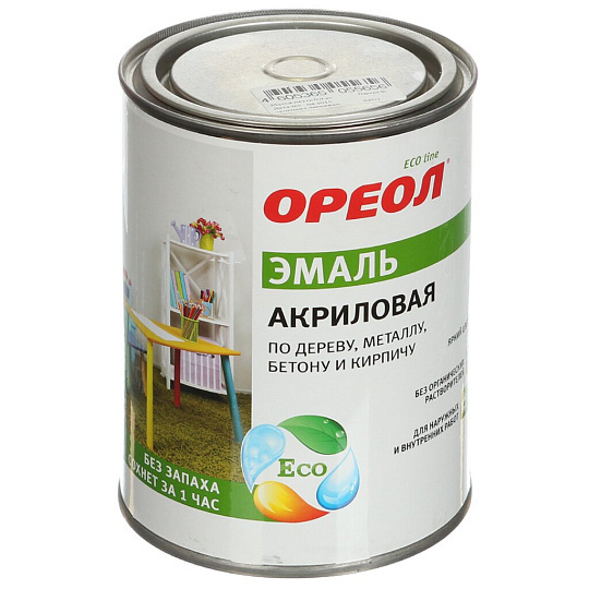 Эмаль акриловая Ореол черная глянцевая, 0.9 кг