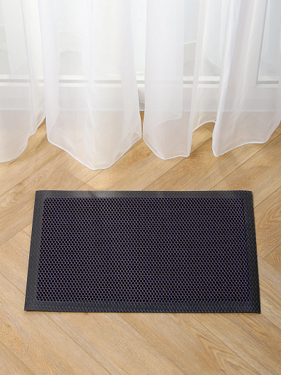Коврик грязезащитный, 40х60х0.7 см, прямоугольный, сине-золотой, Mesh mat Комфорт, ComeForte, MM-05