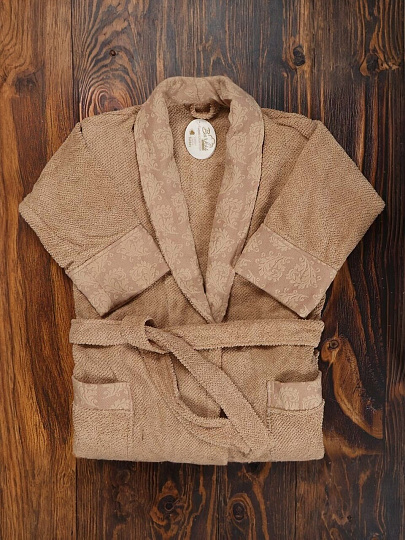 Халат женский, махровый, 100% хлопок, бежевый, L-XL, 48-50, Barkas, Aria, AI-1905018