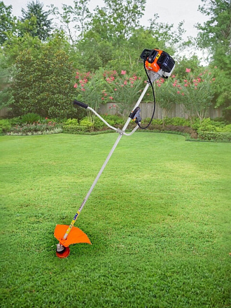 Триммер бензиновый, Хопер, 052, 3 л.с., 52 куб.см, 2200 Вт, U-ручка, леска/нож, неразборный вал