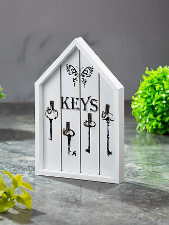 Ключница Домик, 16.2х24х2.3 см, 4 крючка, Y4-3864