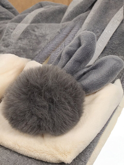 Тапки для женщин, бежевый, серые, р. 38-39, открытые, С зайчиком, А-78-139-12