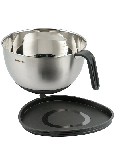 Миска нержавеющая сталь, круглая, 24х14 см, 5 л, с крышкой, Daniks, WT-B2786A- D24
