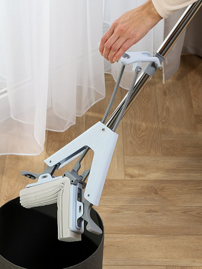 Швабра губка, ПВА, 125х28 см, с отжимом, телескопическая ручка, Bclean, A260066