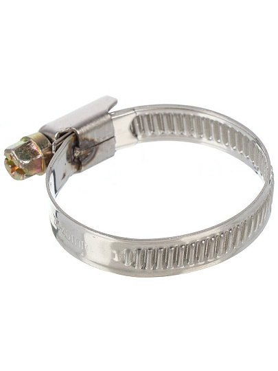 Хомут обжимной червячный, 25-40 мм, нержавеющая сталь, 5 шт, индивидуальная упаковка, Grandy