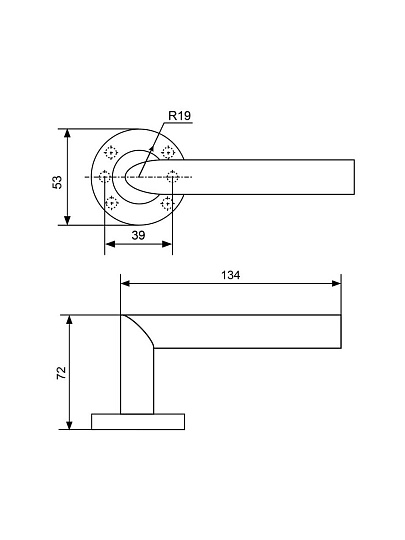 Ручка дверная Стандарт, 0201 SS (35-70) INOX, 14 869, нержавеющая сталь