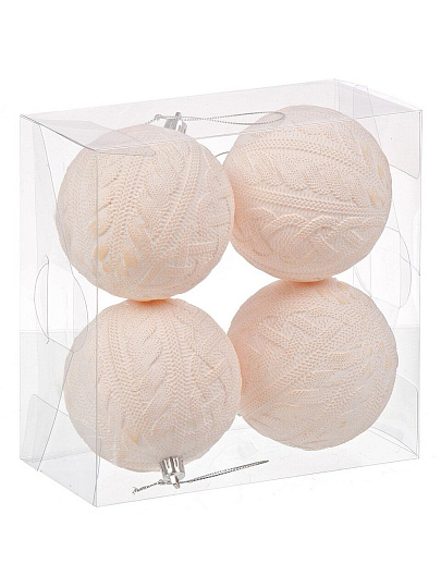 Набор шаров Вязание, 4 шт, белый, бежевый, 9 см, Y4-8458