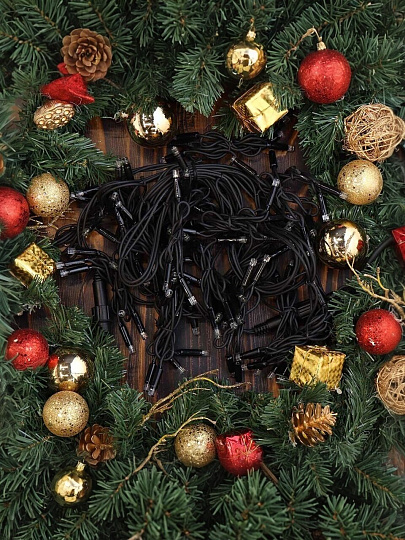 Гирлянда 100 ламп, 3х0.6 м, 1 режим, Занавес, свет белый, черная, на улице, сетевая, SYDA-041939B