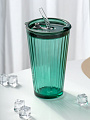 Стакан 450 мл, стекло, Грин, с трубочкой, B060511