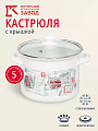 Кастрюля эмалированная сталь, 5 л, крышка стекло, цилиндрическая, Керченский металлургический завод, 42304-162/4.02-У4, в ассортименте