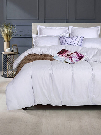 Постельное белье 2-спальное, простыня 160х200 см, 2 наволочки 50х70 см, пододеяльник 175х215 см, простыня на резинке, АртПостель, сатин, Перламутр