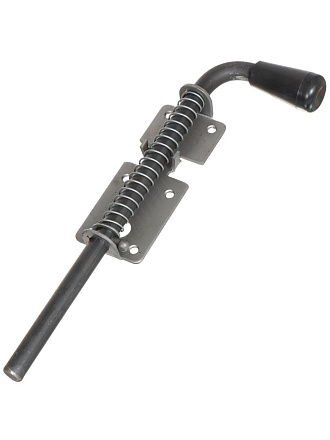 Засов с пружиной, ригель круглый, Домарт, 300 мм, черный