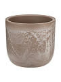 Кашпо пластик, 3.7 л, 22х22х20 см, универсальное, со вставкой, бежевый слайн, Idea, Микрит, М 3266
