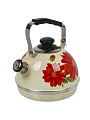 Чайник сталь, эмалированное покрытие, 3.5 л, со свистком, подвижная ручка, Рубин, Лера, слоновая кость, TM04/35/04/09 - фото 2