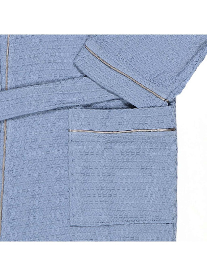 Халат унисекс, вафельный, 100% хлопок, голубой, L-XL, 48-50, Barkas, AI-0106015