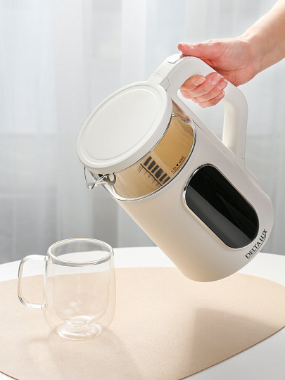 Чайник электрический Delta Lux, DE-1025, 1.7 л, 2200 Вт, скрытый нагревательный элемент, стекло, пластик