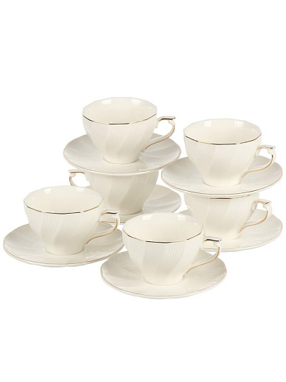 Набор чайный фарфор, 12 предметов, на 6 персон, 230 мл, ТМ Глория, Bonjart, 812-0616, подарочная упаковка