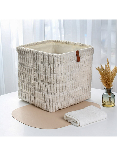 Корзина для хранения, 30х30х30 см, прямоугольная, фланель, белая, A190010