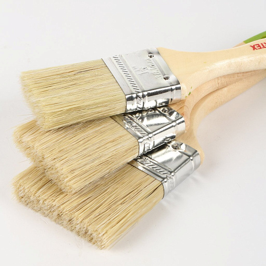 Набор кистей Bartex, Стандарт, 3 шт, 38, 50, 63 мм, натуральная щетина, рукоятка дерево