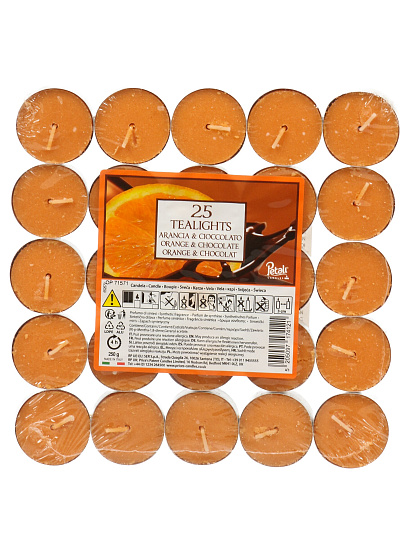 Свеча ароматизированная, 2х4 см, чайная, 25 шт, SER S.P.A, Апельсин и Шоколад, 021939DSE