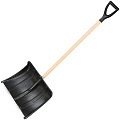 Лопата для снега пластик, 374х500 мм, черенок деревянный, в сборе, Ледок