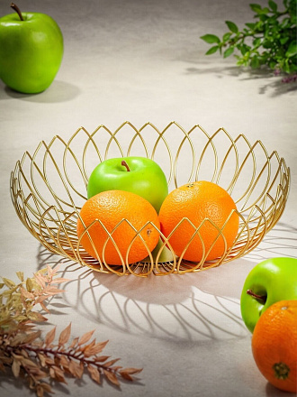 Ваза для фруктов, металл, 26.5х9 см, Y4-8027, золото