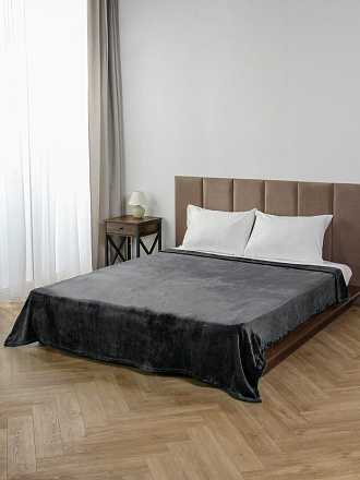 Плед евро, 200х220 см, 280 г/м2, микрофибра, 100% полиэстер, Silvano, Сильвия, графитово-синий