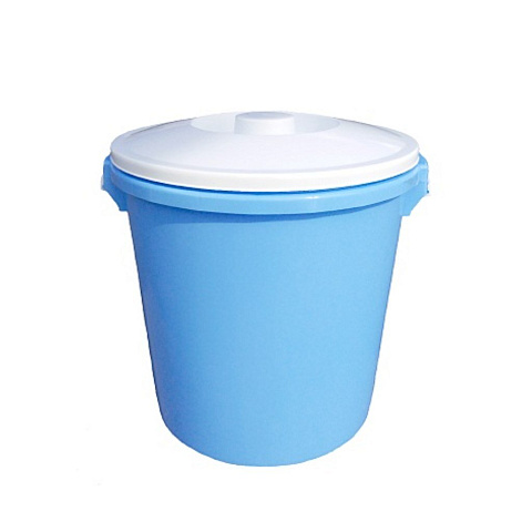 Бак пластик, пищевой, 45 л, круглый, повышенной прочности, с белой крышкой, голубой, 10014511, Радиан