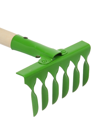 Грабли витые, 6 зуб, сталь, HouseLoft, клепанная тулейка, садовые, черенок деревянный, ГВ6КЛ02