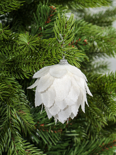 Елочный шар Шишка, 4 шт, белый, 7 см, пластик, SYPMA-1120146