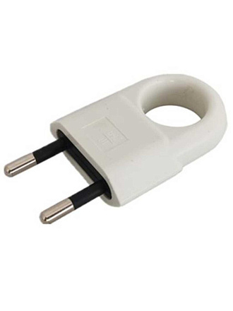Вилка прямая, без заземления, 10 А, IP20, 250 В, разборная, плоская с кольцом, белая, General Lighting Systems, 470515