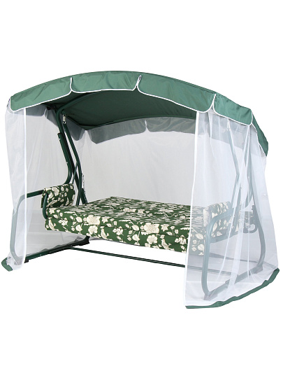 Качели садовые 3-местные, 209.5х127х165 см, 300 кг, Генуя, раскладываются в кровать, с москитной сеткой, зеленые, A45G.536, металл