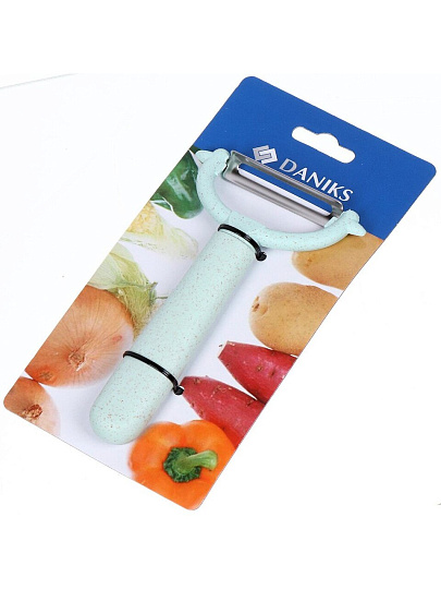 Овощечистка нержавеющая сталь, рукоятка пластик, навеска, Daniks, YW-PL005
