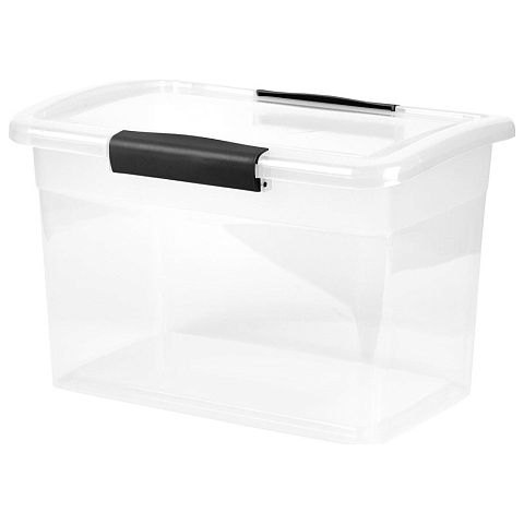 Ящик для хранения, 11 л, 35х22.2х23.5 см, с крышкой, с защелками, прозрачный, KL251411999