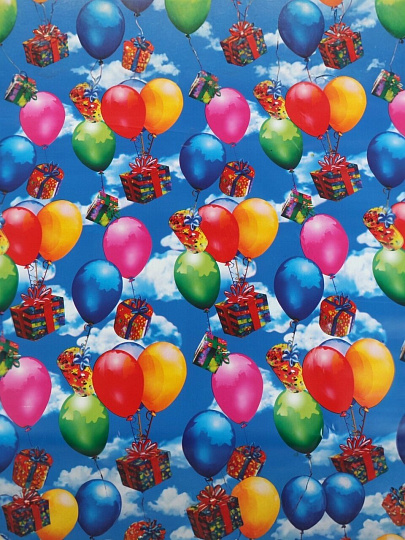 Бумага упаковочная 200х70 см, в ассортименте, с декоративным рисунком, Y4-4985