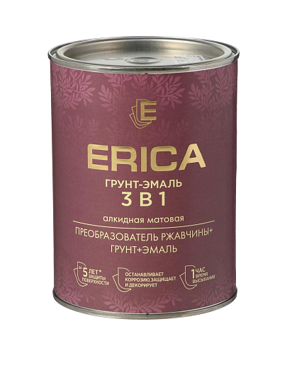 Грунт-эмаль Erica, по ржавчине, алкидная, черная, 0.8 кг