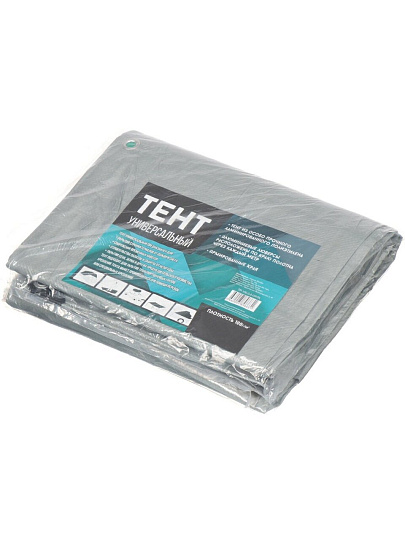 Тент универсальный, 600х400 см, 100 г/м2, TP-100-4-6-GR/SL